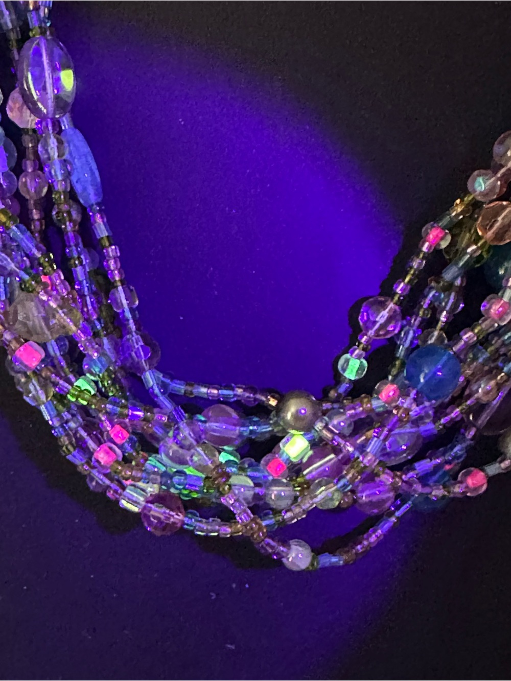 Joan Rivers Necklace Uranium Glass Pastel Czech Bead Statement Book Piece Long - Picture 10 of 14